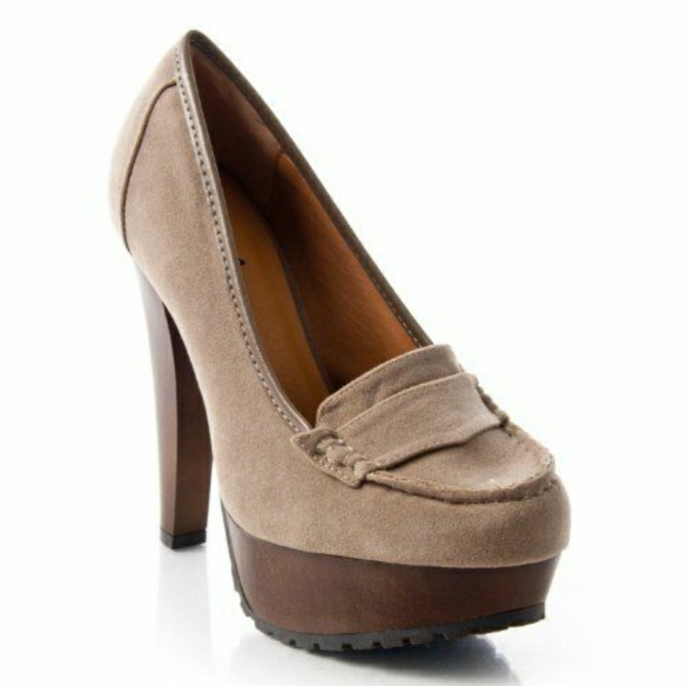 WOMEN'S PENNY LOAFER PLATFORM HEELS PUMPS